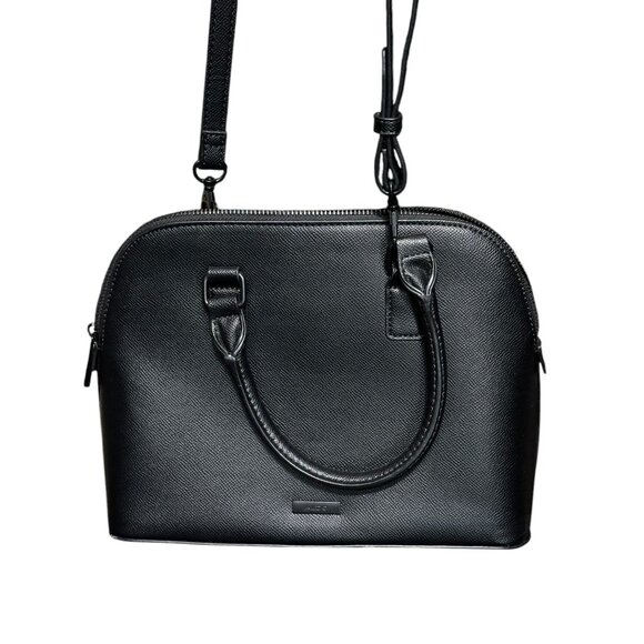 Aldo Black Textured Dome Satchel Handbag & Wallet Pouch - Picture 2 of 8